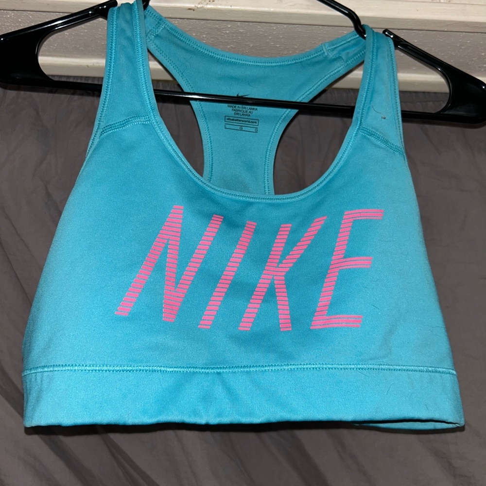 Nike Blue and Pink Sports Bra Racerback